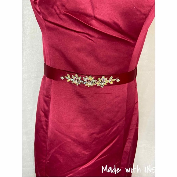 Lauren Burgundy Long Formal Gown Bridesmaid Dress - Picture 5 of 9